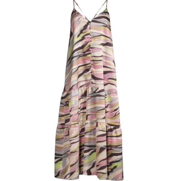 Ted Baker Zebra Print Tiered Midi Dress, Dusty Pink, 8/10 US - Picture 9 of 11